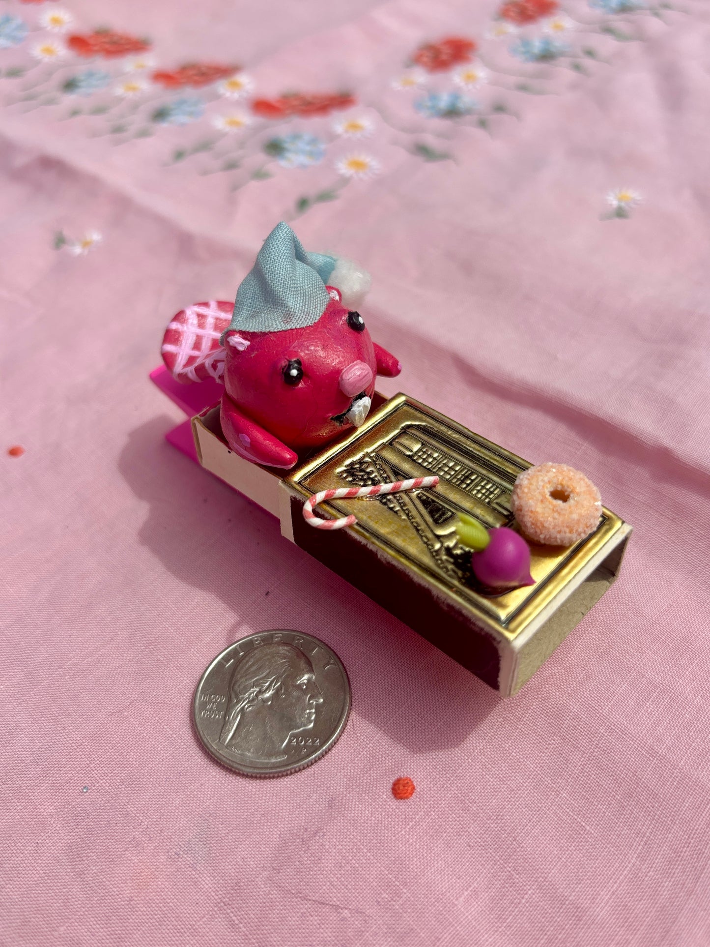 Matchbook Mini Ornament (Donut Beaver)