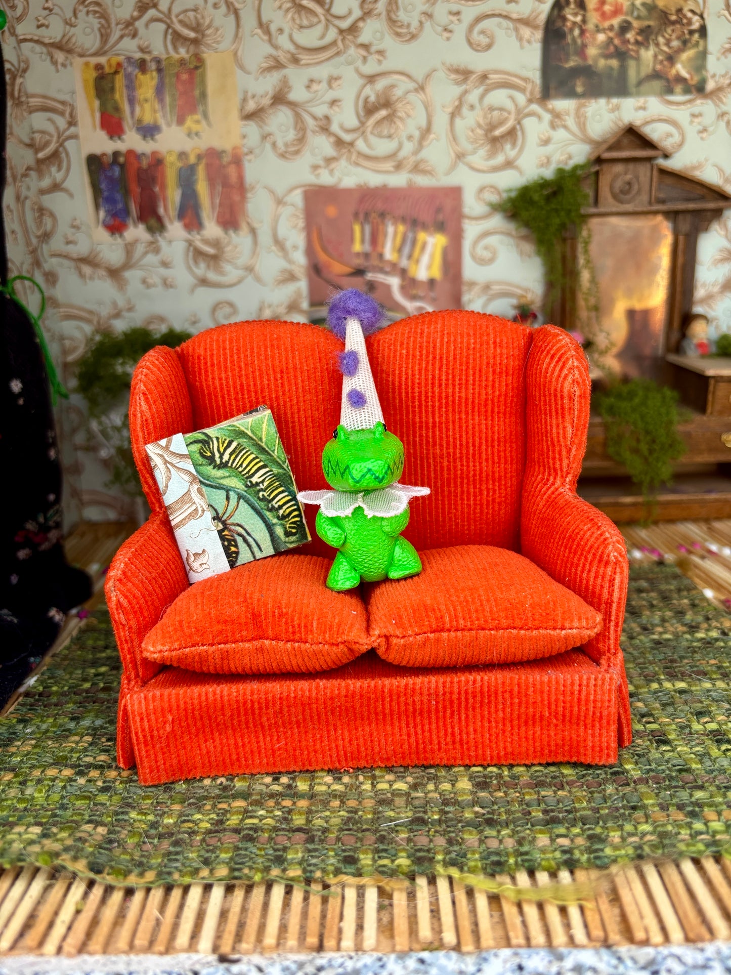 Gator on Orange Couch