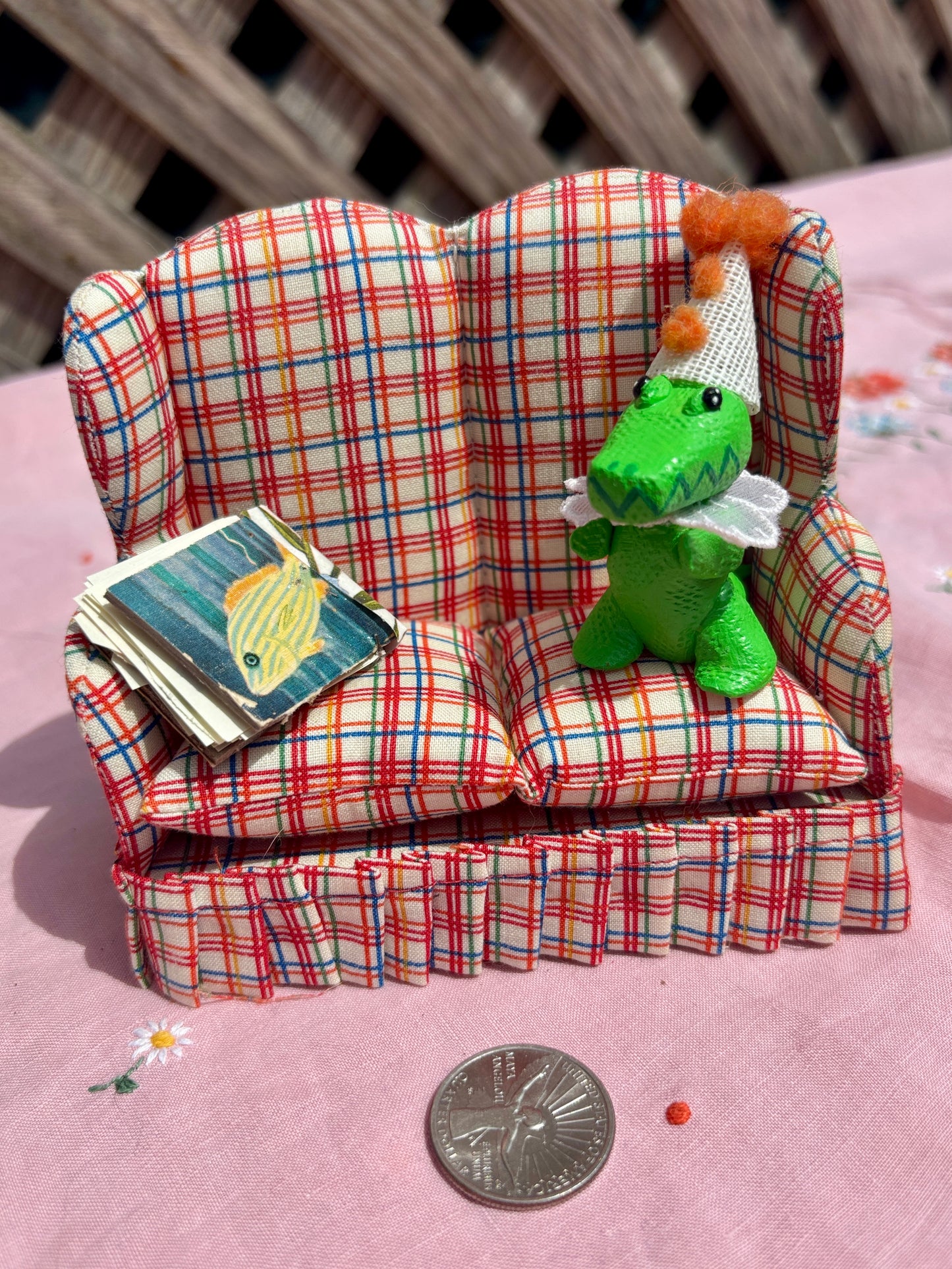 Gator on Checkered Couch
