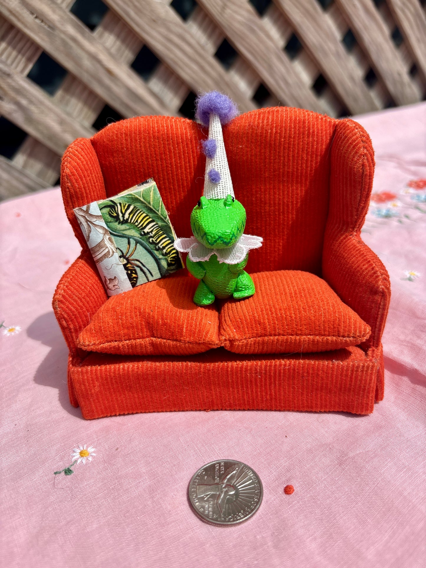 Gator on Orange Couch
