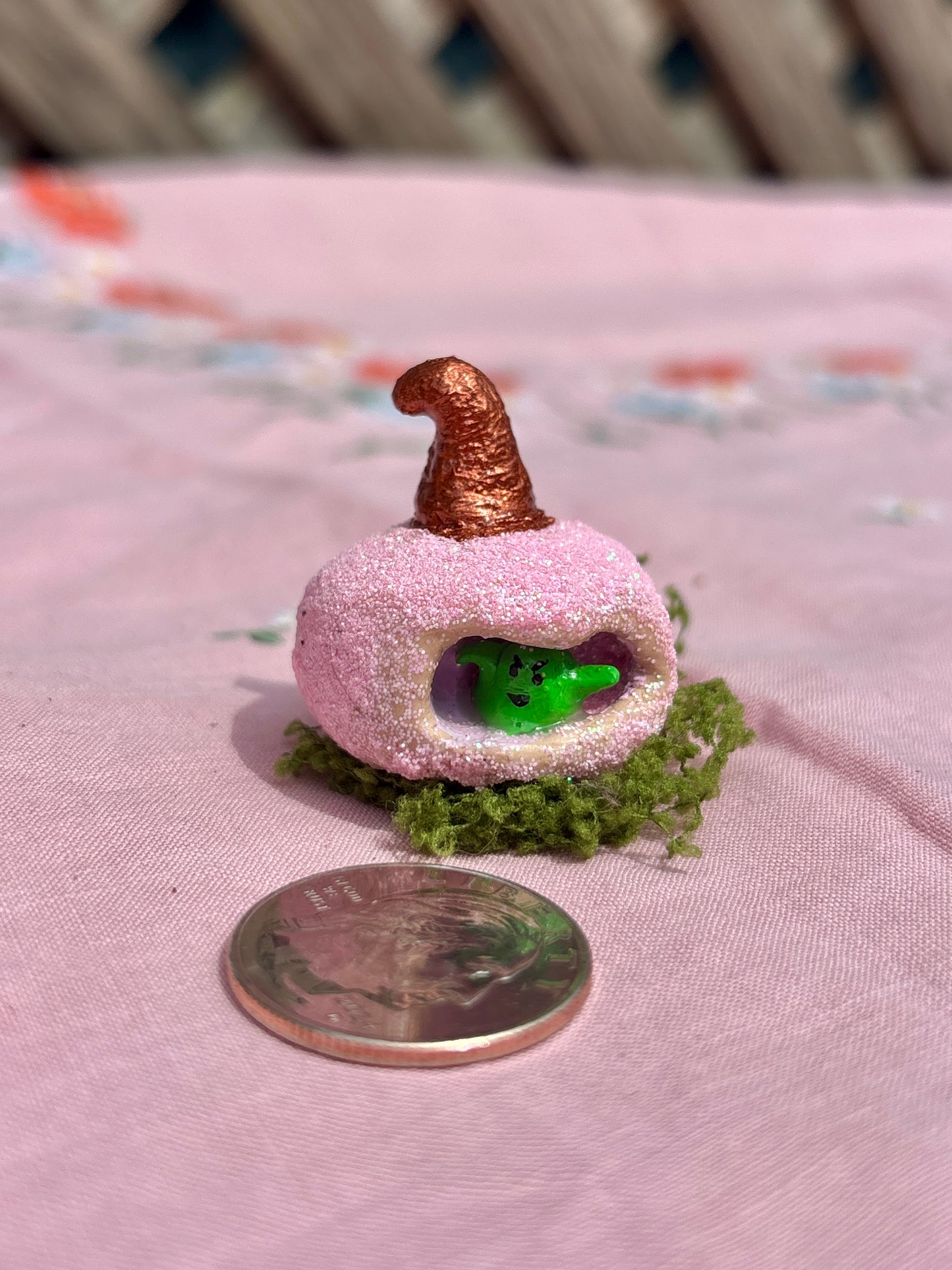 Pink Glitter Pumpkin Diorama